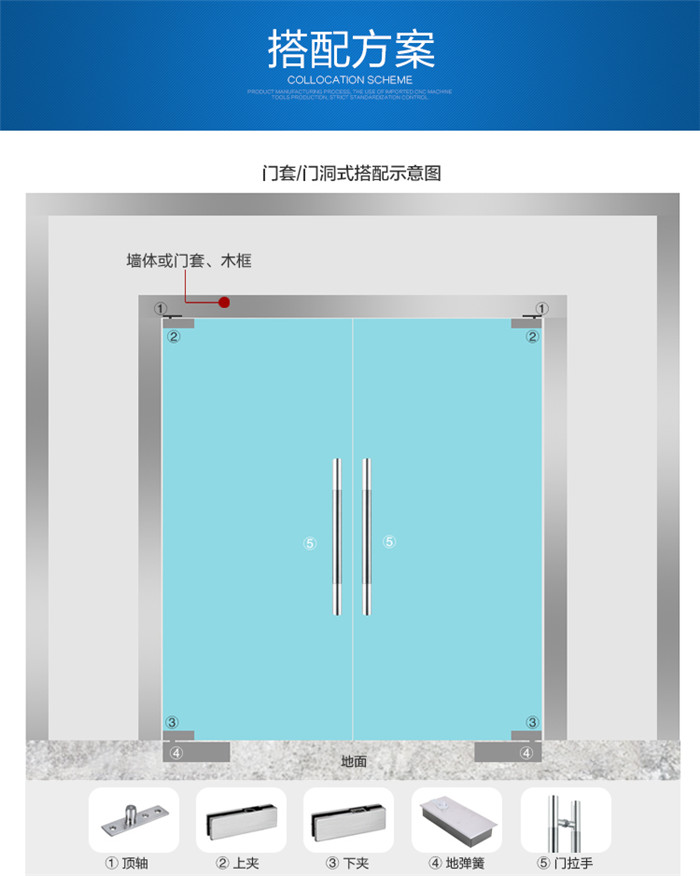 松下无框玻璃门地弹簧重型木门有框门地弹簧配件P-222